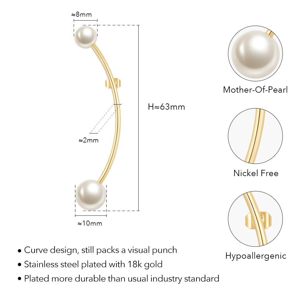 Hanging Pearl Stud Earrings