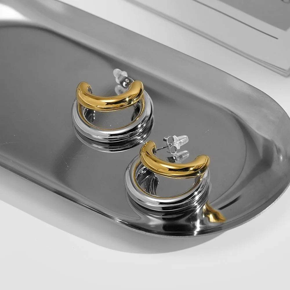 C Shape Stud Earrings