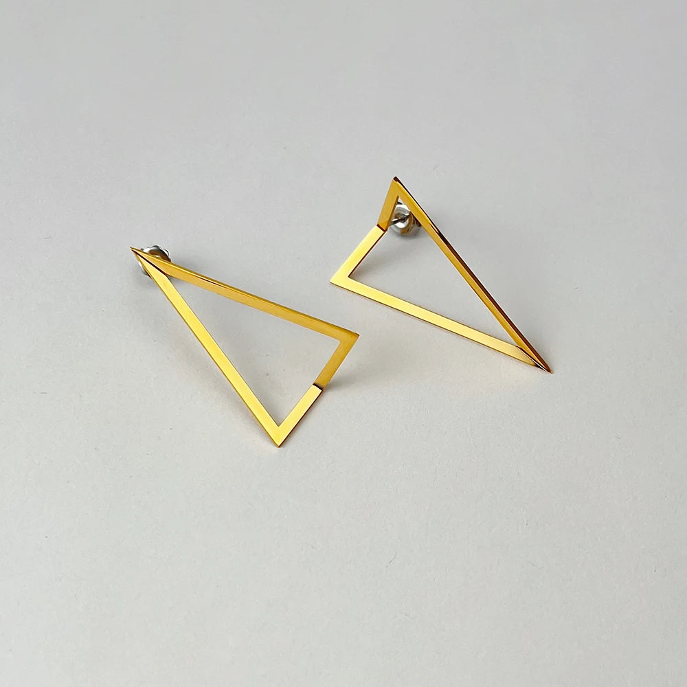 Hollow Triangle Geometric Earrings