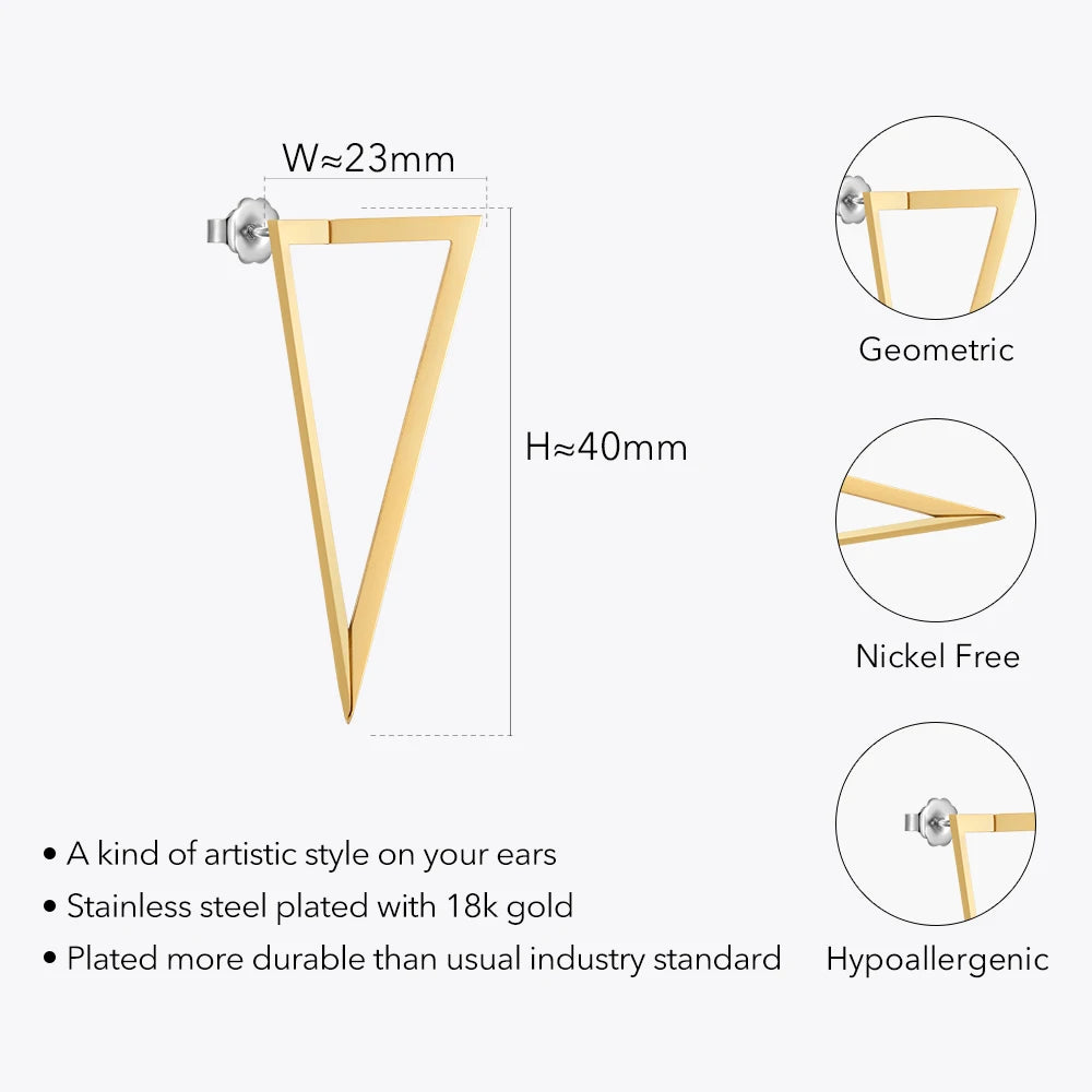 Hollow Triangle Geometric Earrings