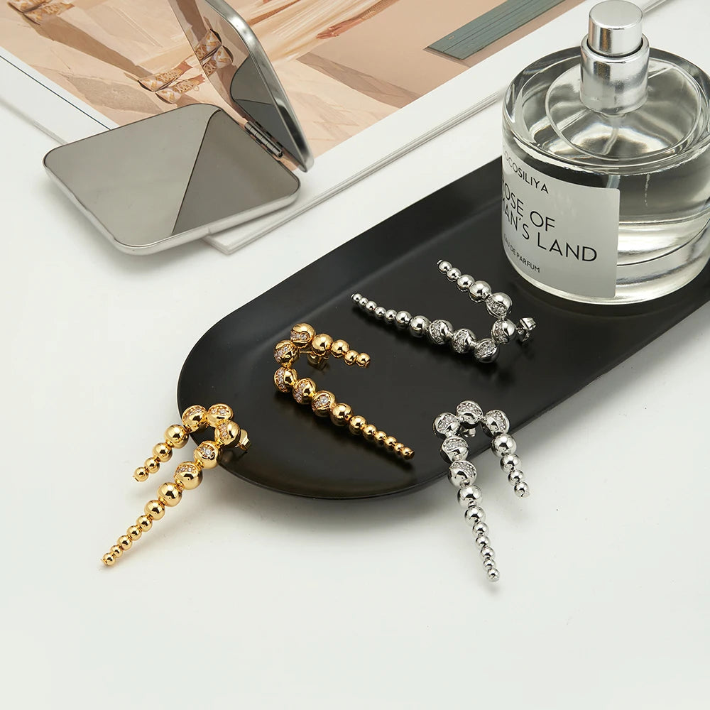 U-Shaped Bead Stud Earrings