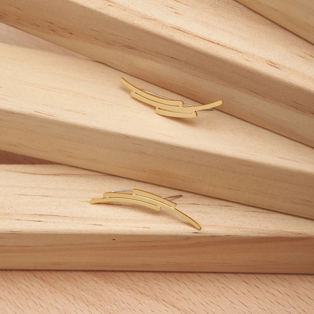 Exo-Wire Geometric Cuff Earrings