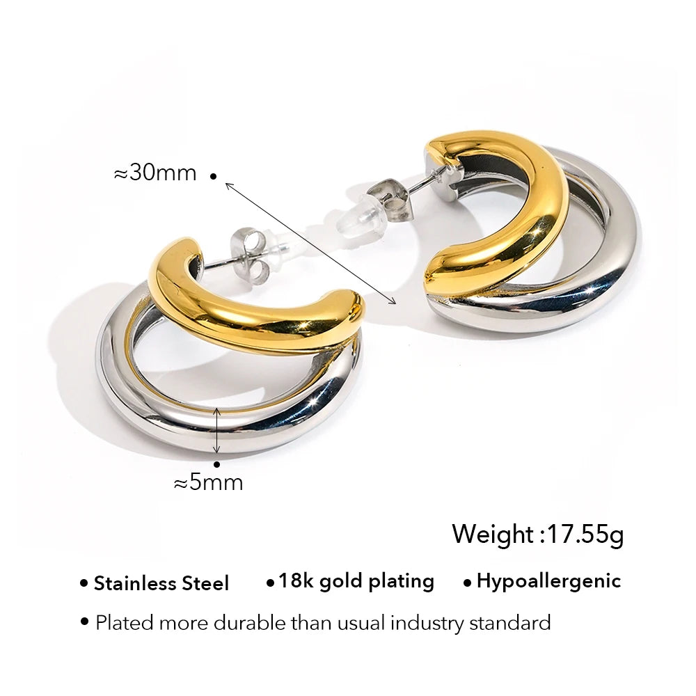 C Shape Stud Earrings