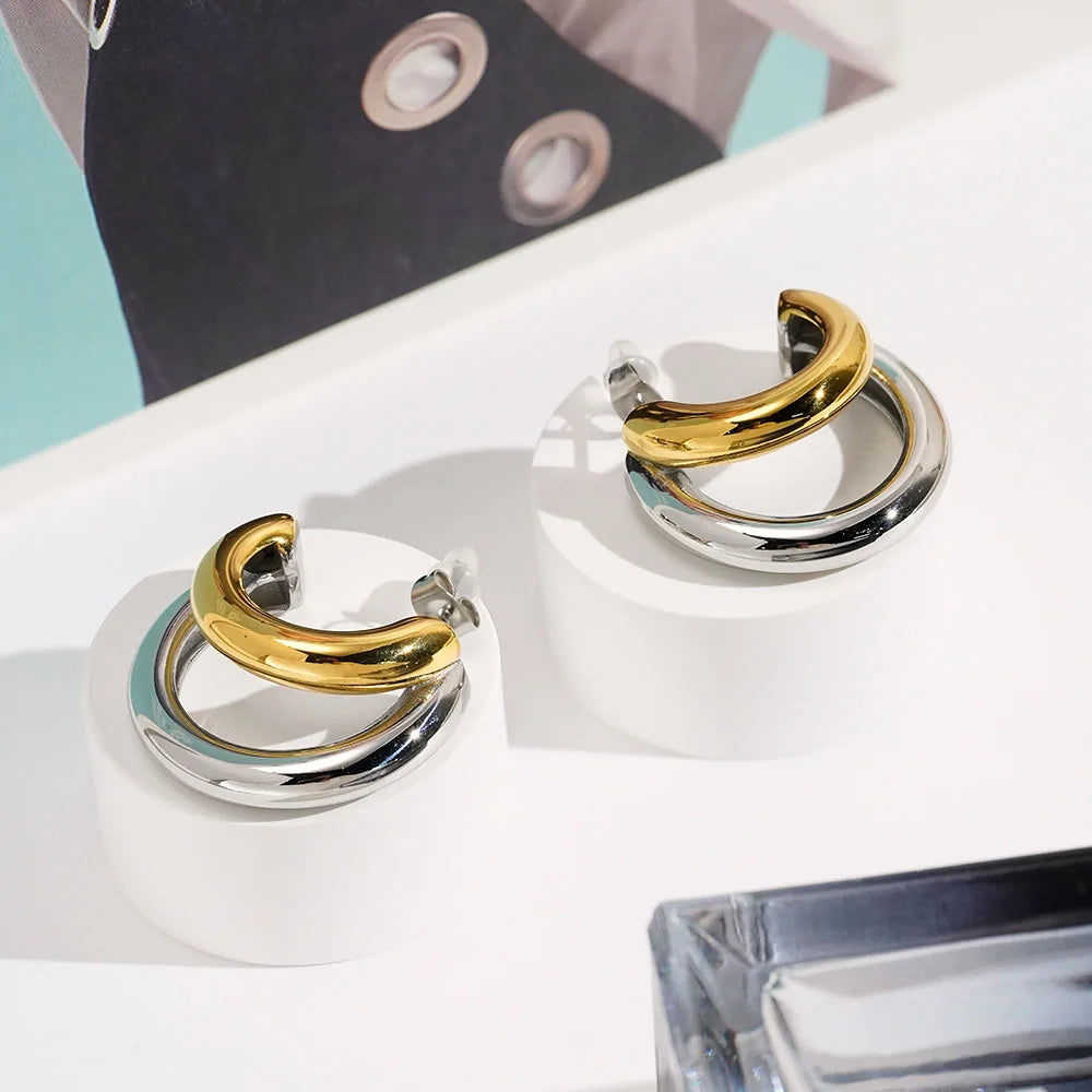 C Shape Stud Earrings