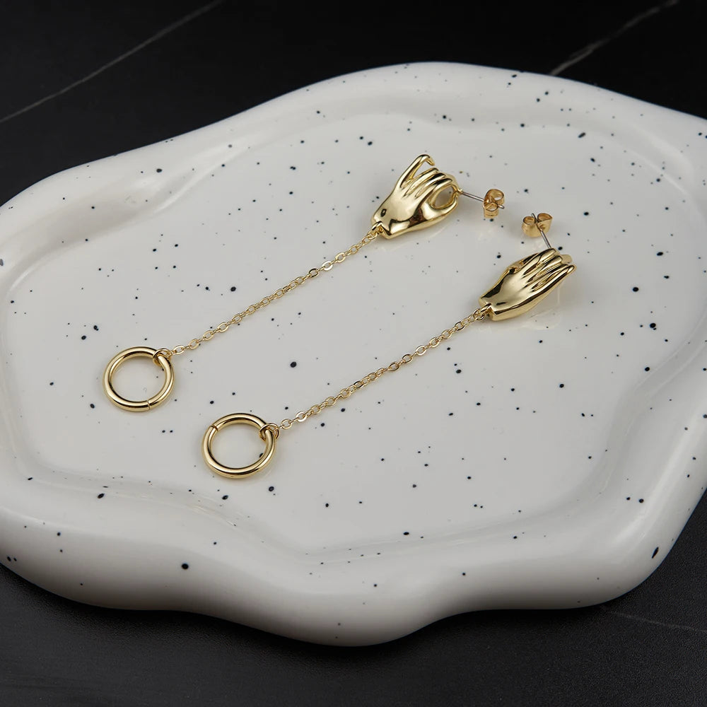 Human Hook Hand Drop Earrings