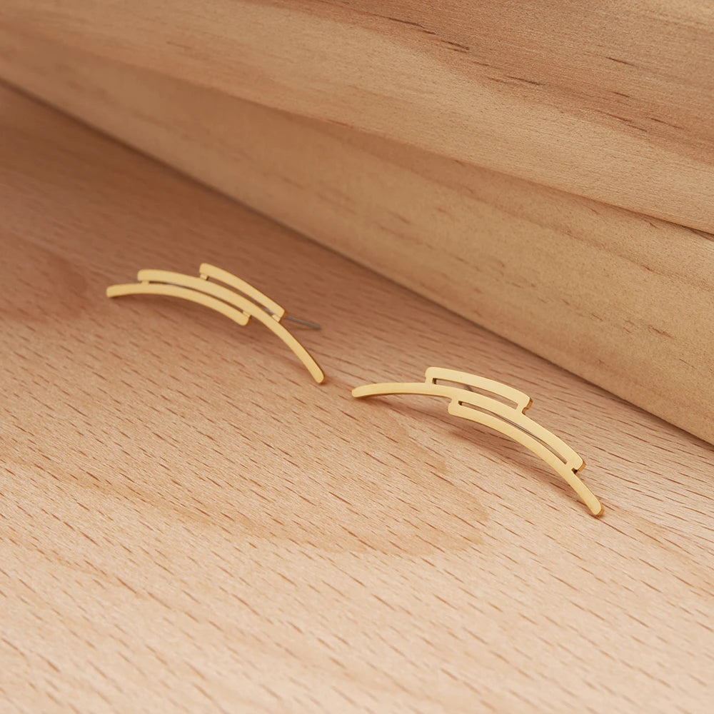 Exo-Wire Geometric Cuff Earrings