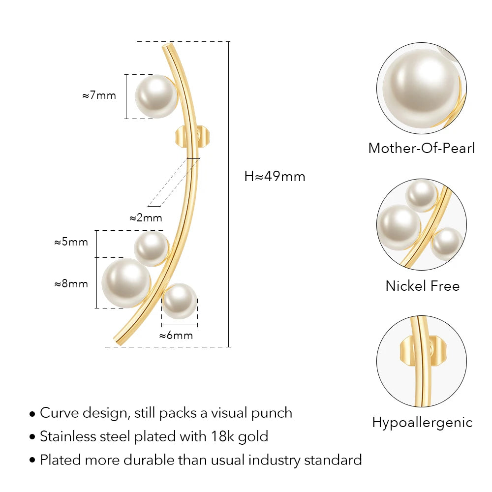 Hanging Pearl Stud Earrings