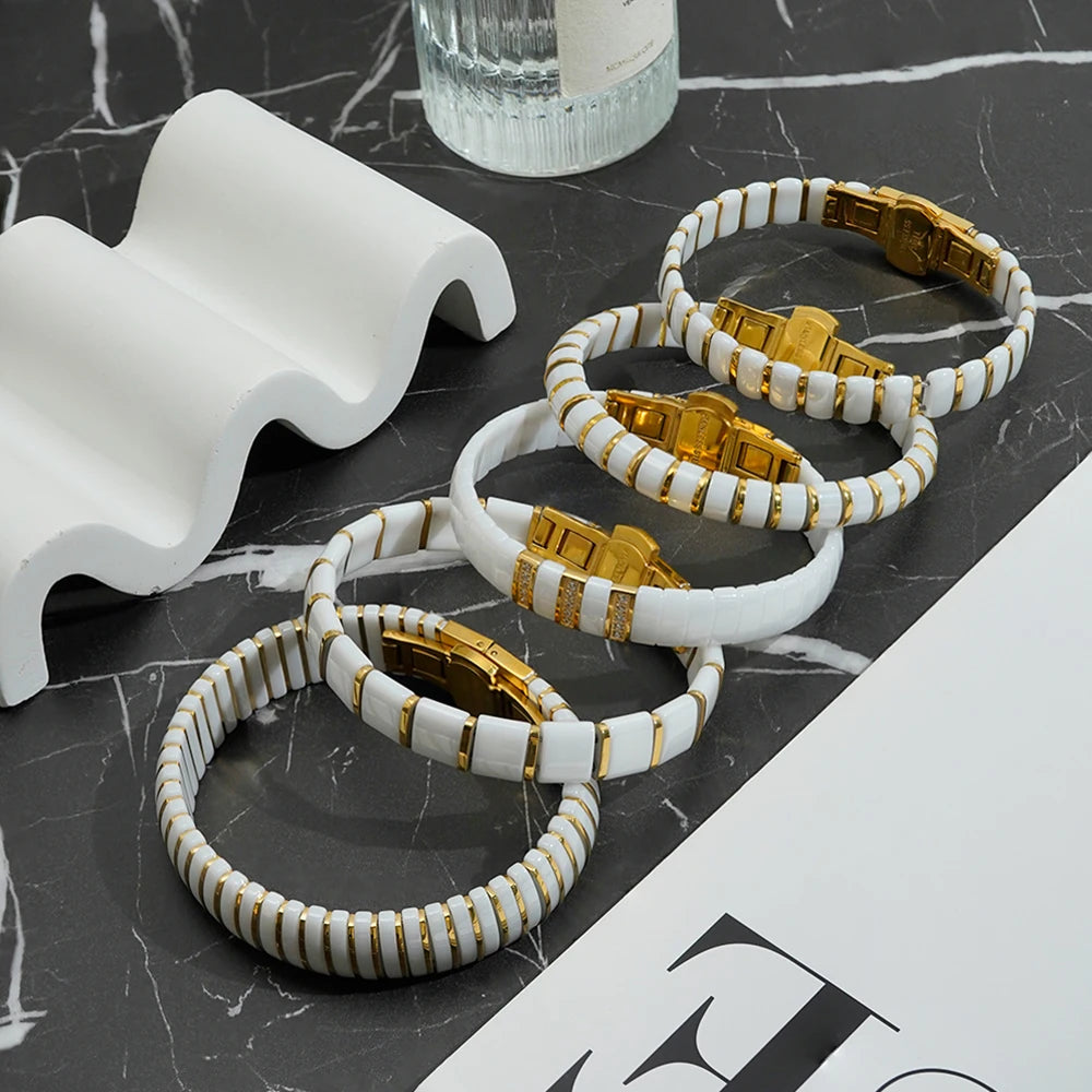 Ceramic Metal Spacer Bracelet & Ring