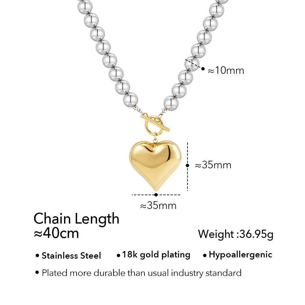 Silver Pearl Heart Bracelet & Necklace