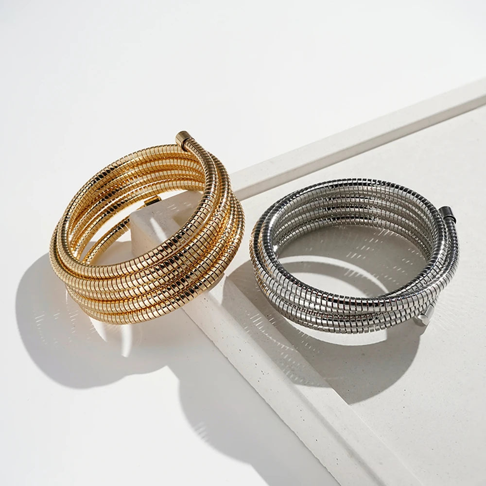 Circular Steel Wire Bangle Bracelet