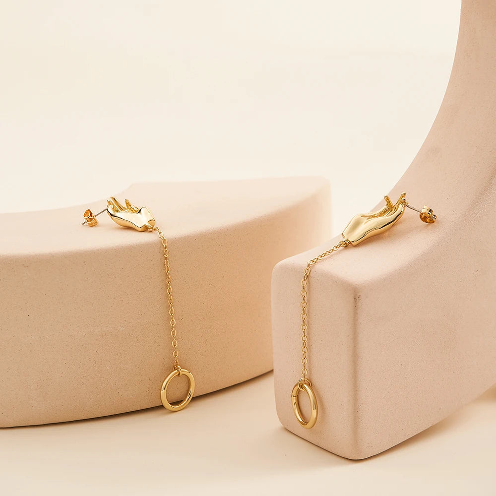 Human Hook Hand Drop Earrings
