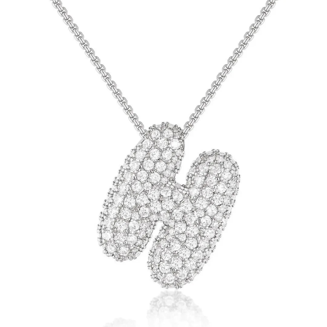 Bubble Initial Diamond Necklace