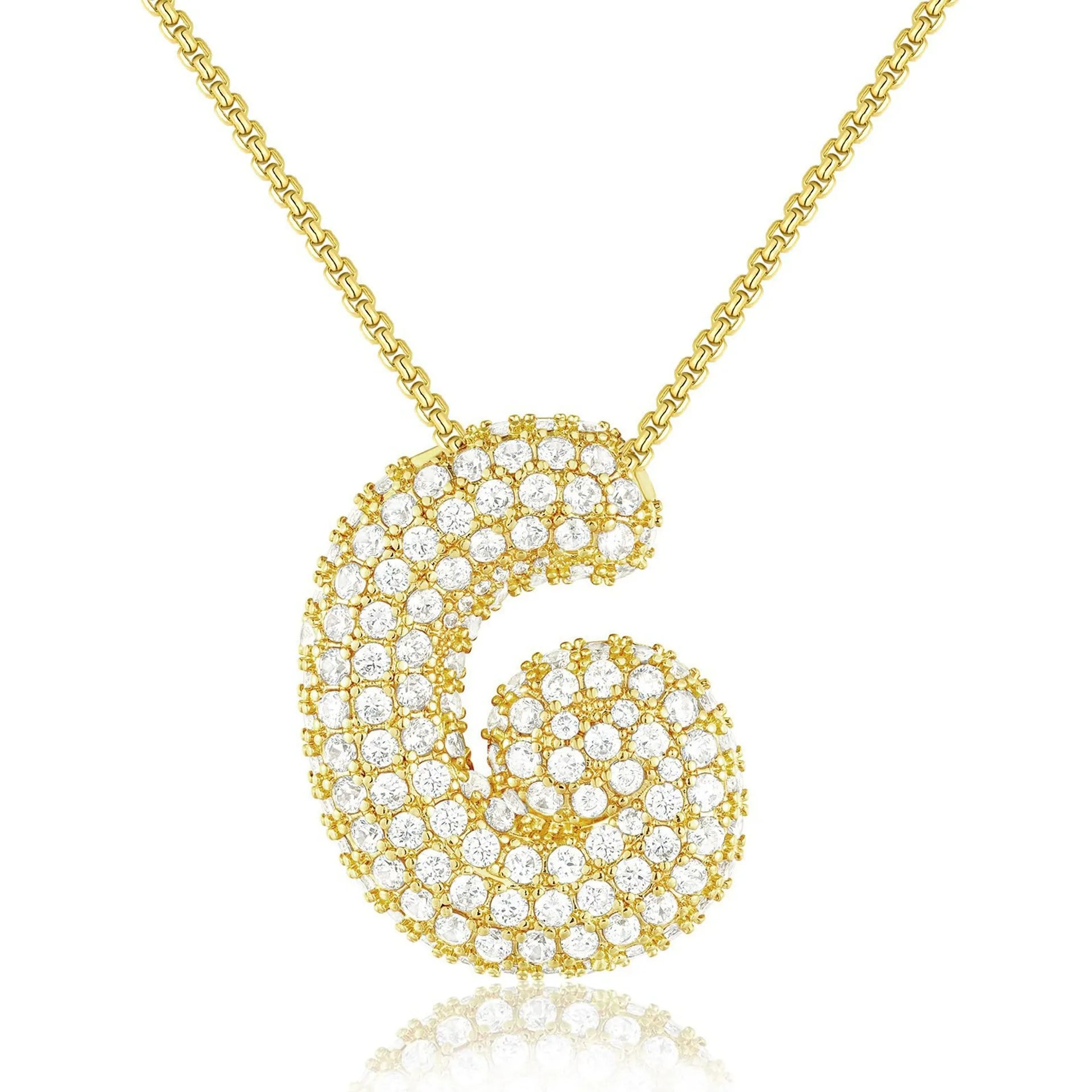 Bubble Initial Diamond Necklace