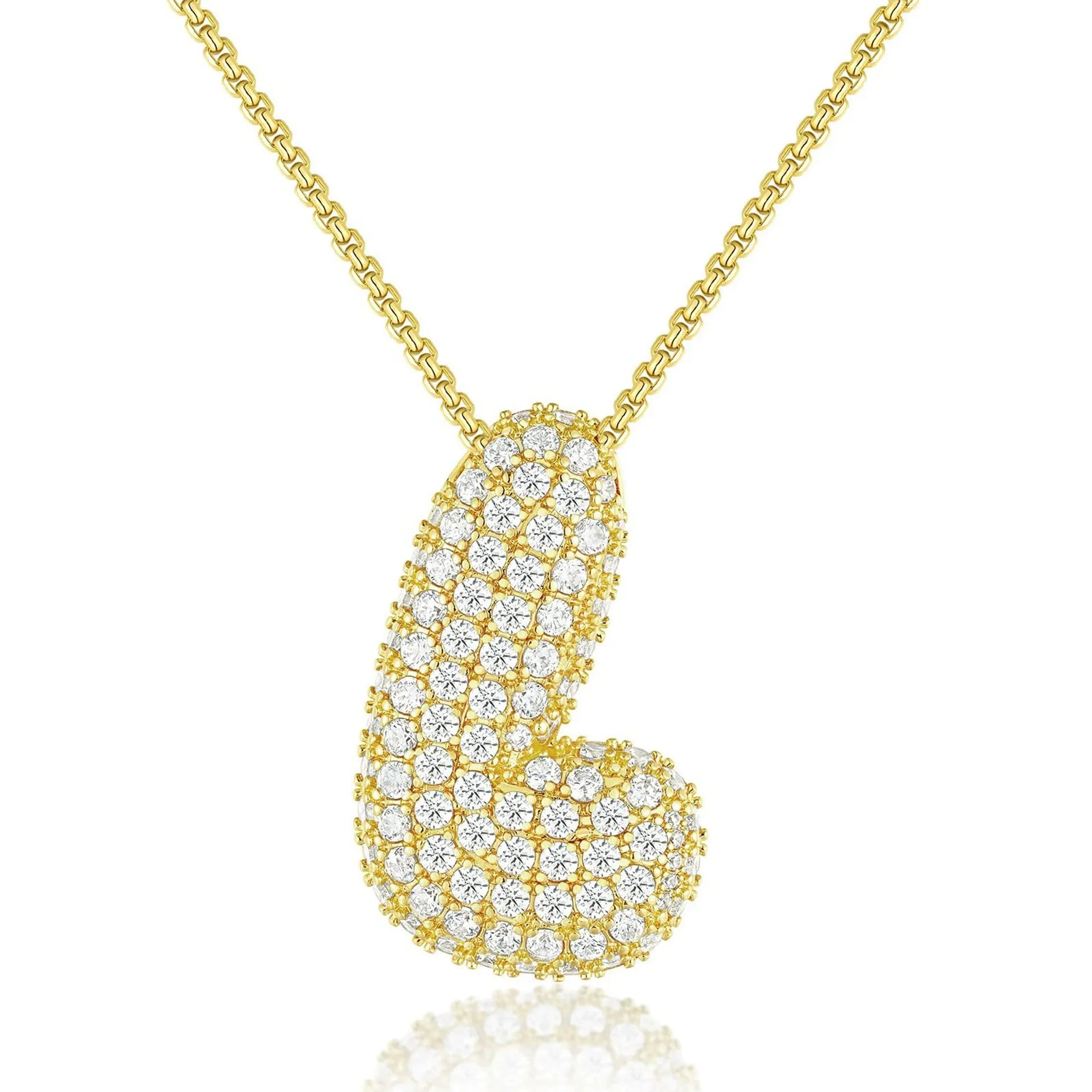 Bubble Initial Diamond Necklace