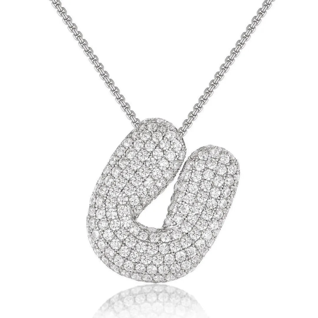 Bubble Initial Diamond Necklace