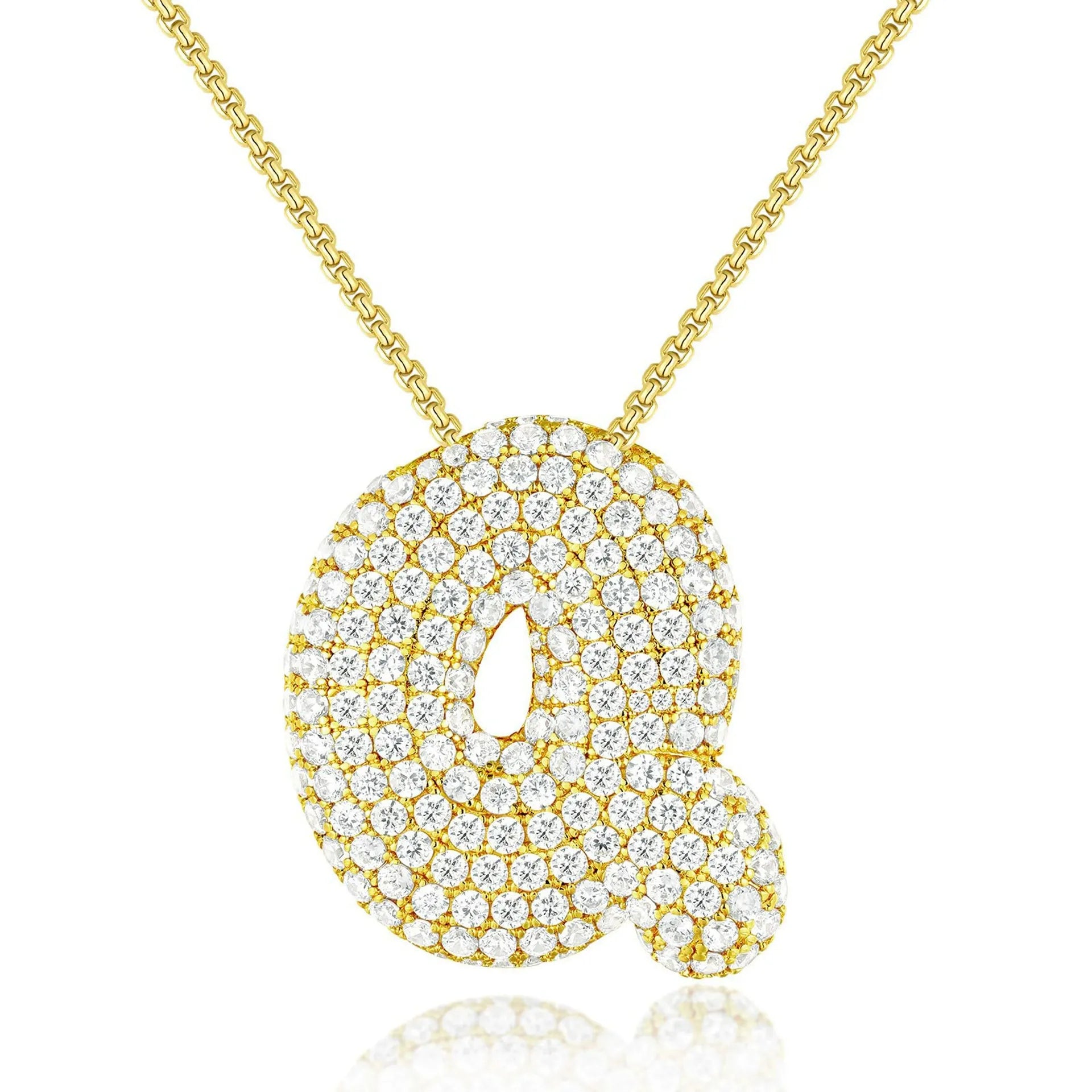Bubble Initial Diamond Necklace