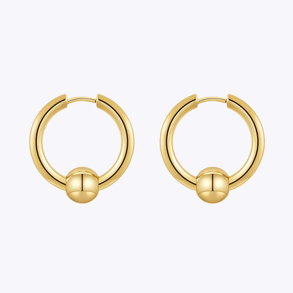 Steel Bead Hoop Earrings