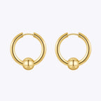 Steel Bead Hoop Earrings