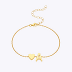 Initial Letter Heart Bracelet