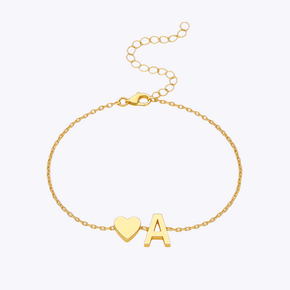 Initial Letter Heart Bracelet