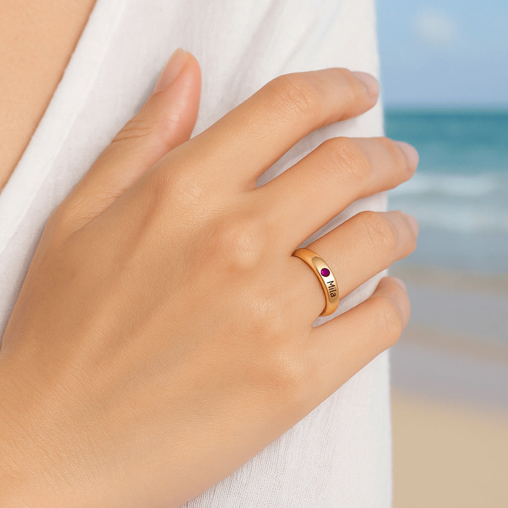 Birthstone Name Ring