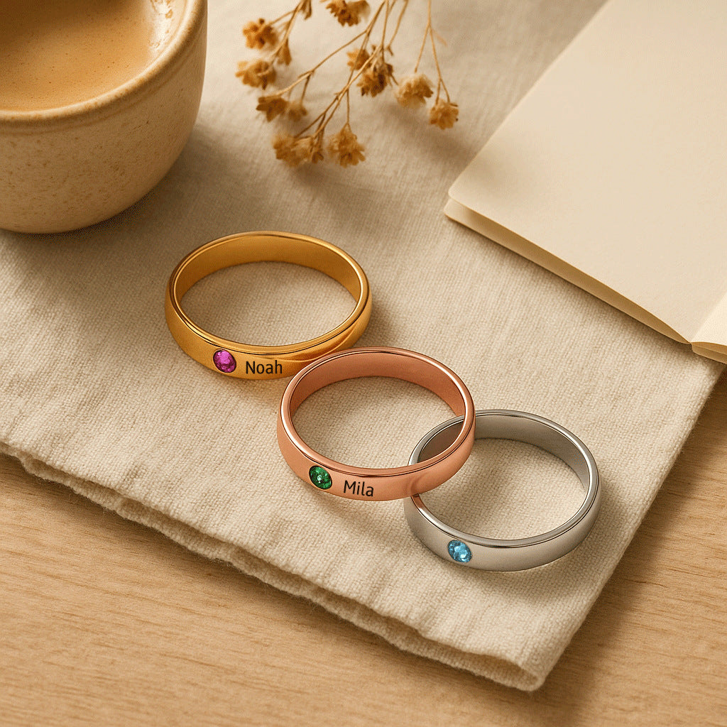 Birthstone Name Ring