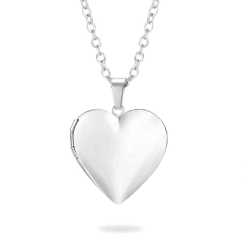 Silver heart locket necklace