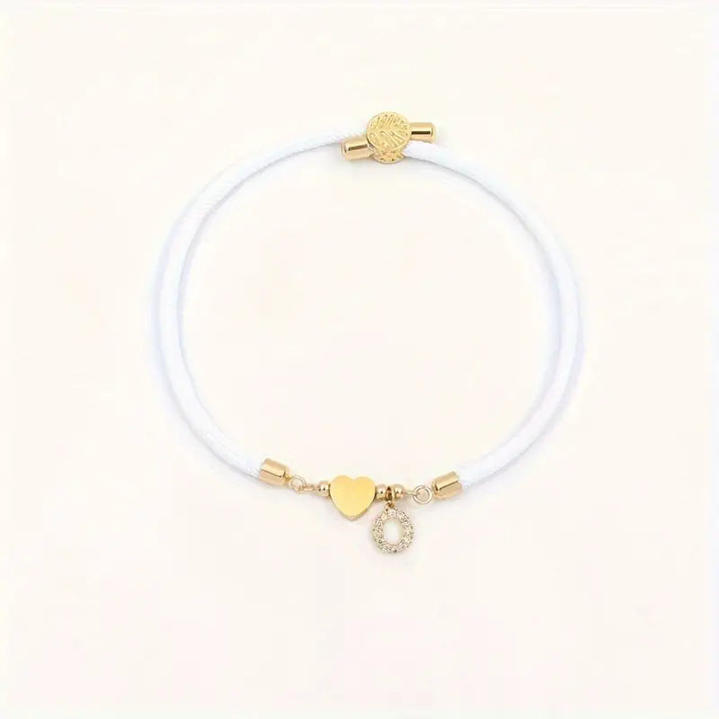White initial rope bracelet, letter O