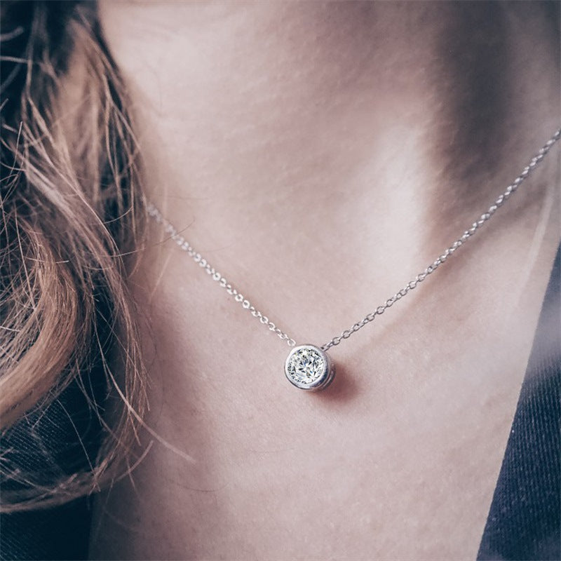 Silver path birthstone necklace worn