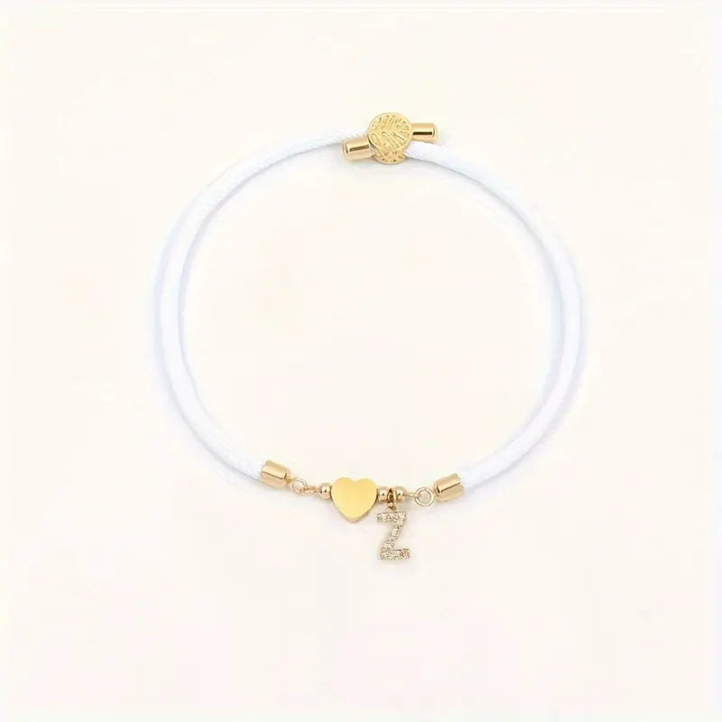 White initial rope bracelet, letter Z