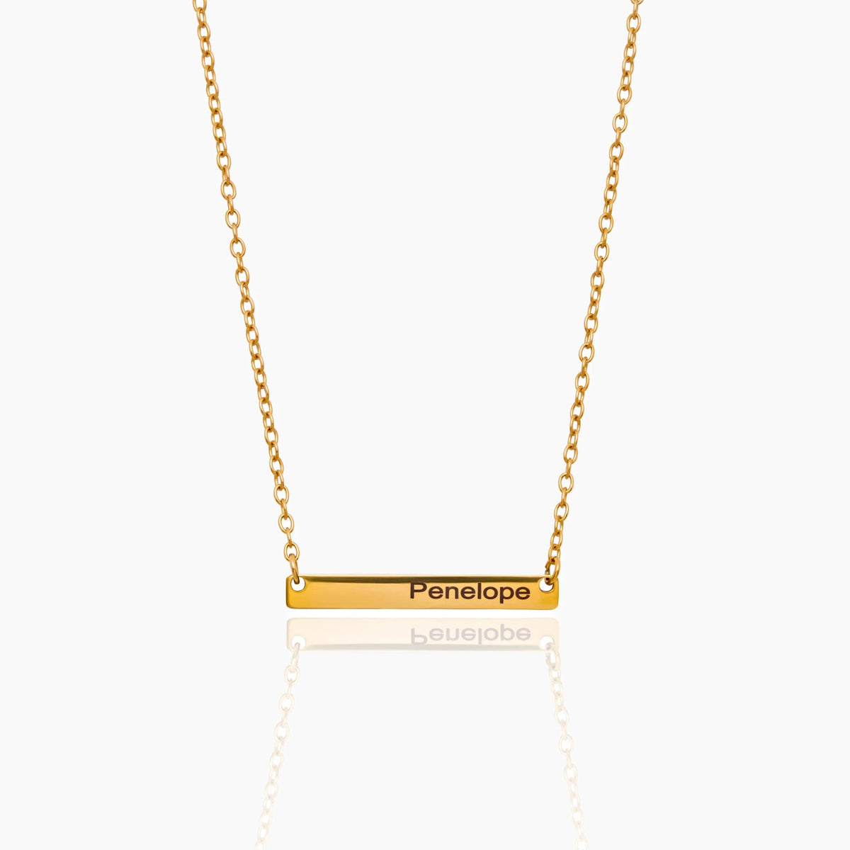 Gold engraved bar necklace