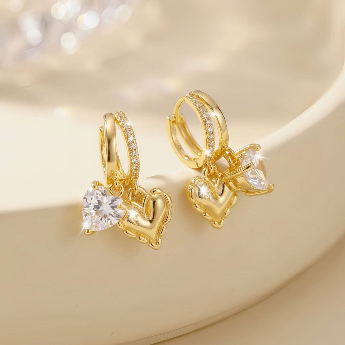 Heart love earrings styled