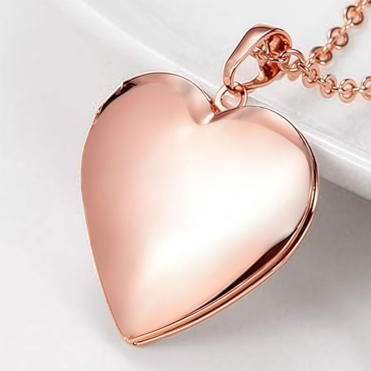 Rose gold locket close-up