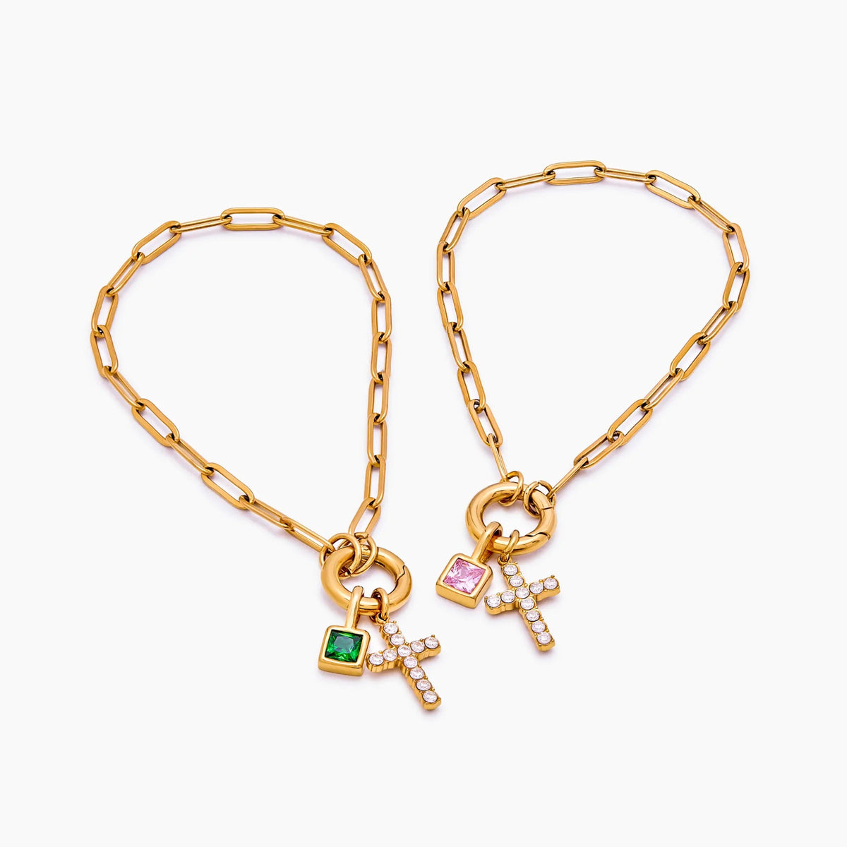 Birthstone cross clip bracelets