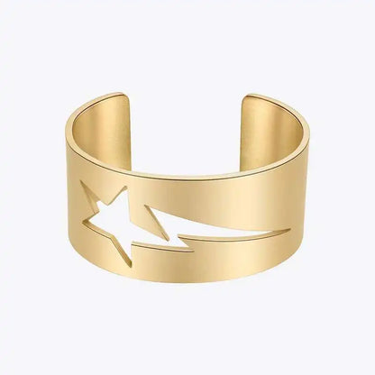 Graved Thunder Star Open Bracelet