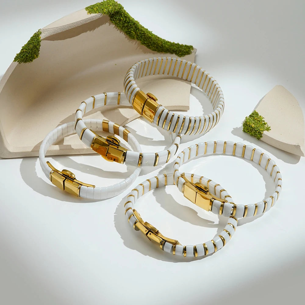 Ceramic Metal Spacer Bracelet & Ring