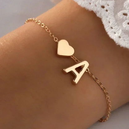 Initial Letter Heart Bracelet