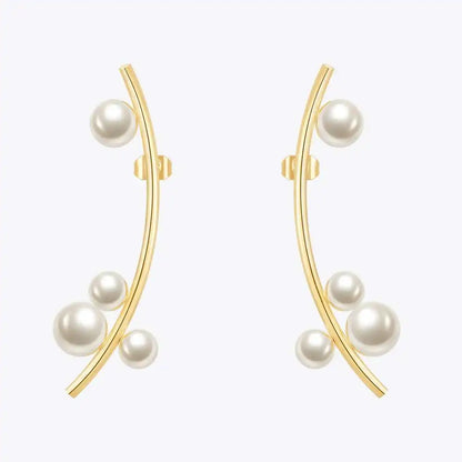 Hanging Pearl Stud Earrings