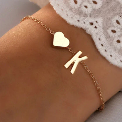 Initial Letter Heart Bracelet