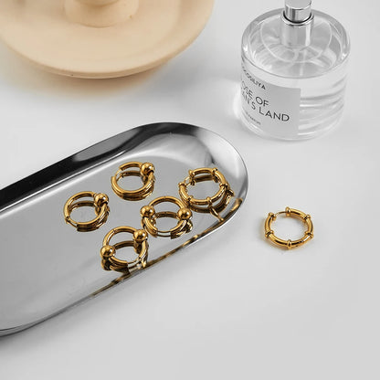 Steel Bead Hoop Earrings