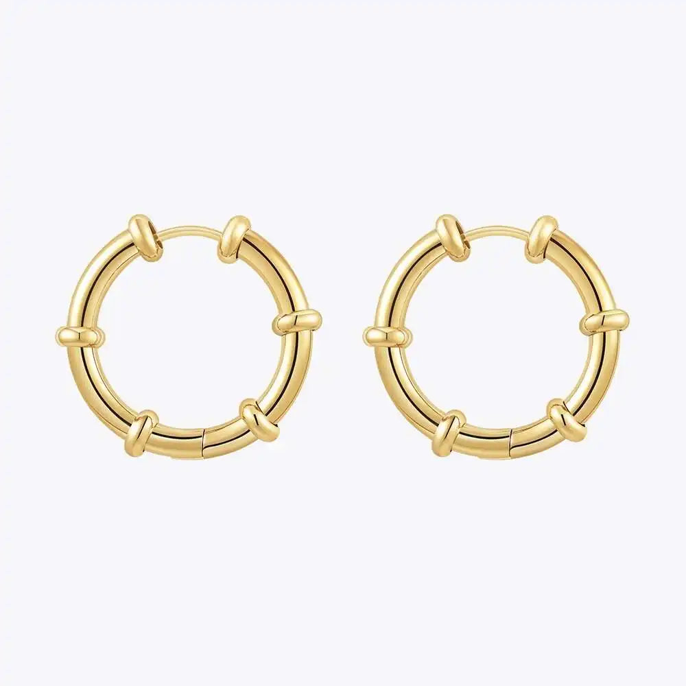 Steel Bead Hoop Earrings