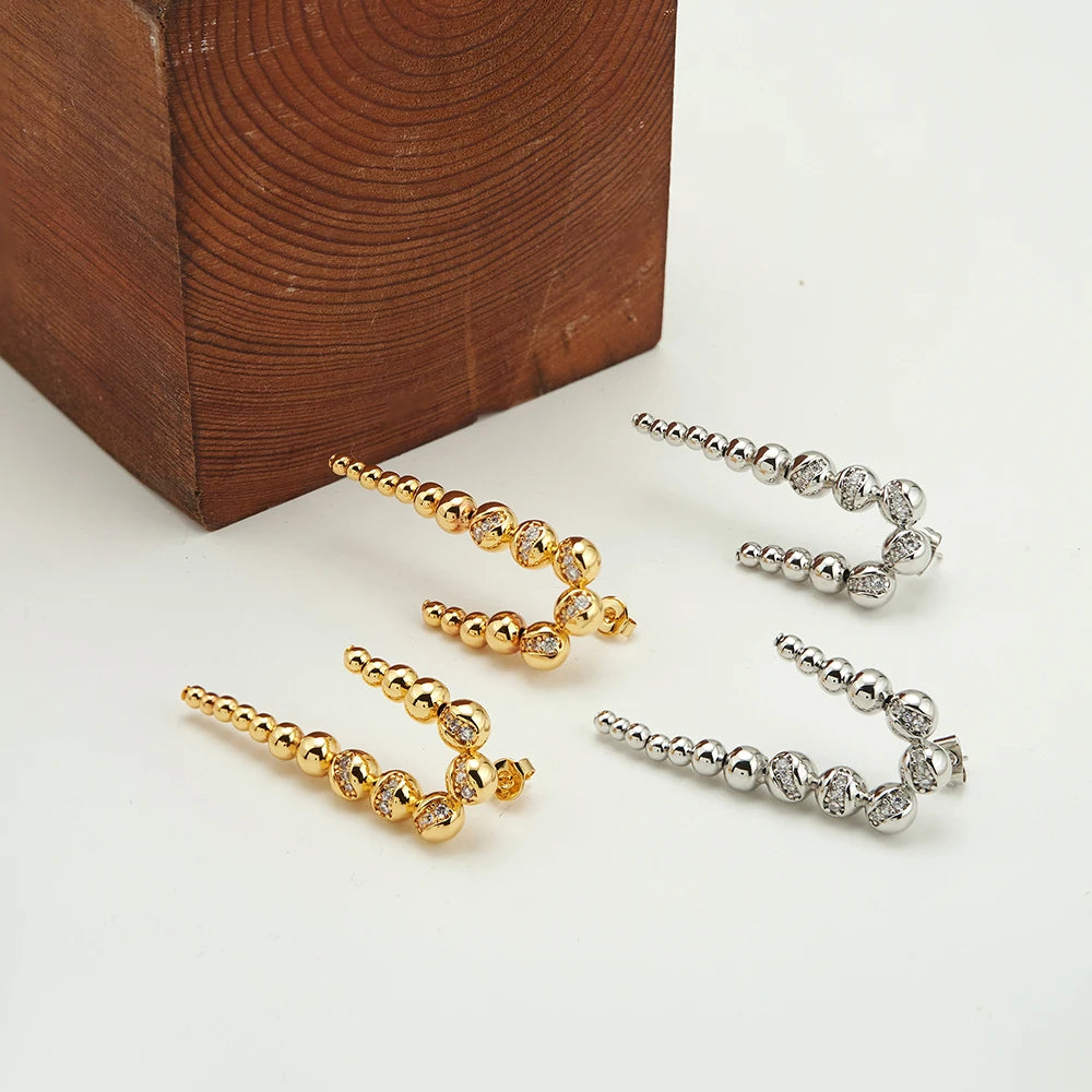U-Shaped Bead Stud Earrings