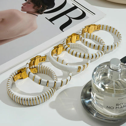 Ceramic Metal Spacer Bracelet & Ring