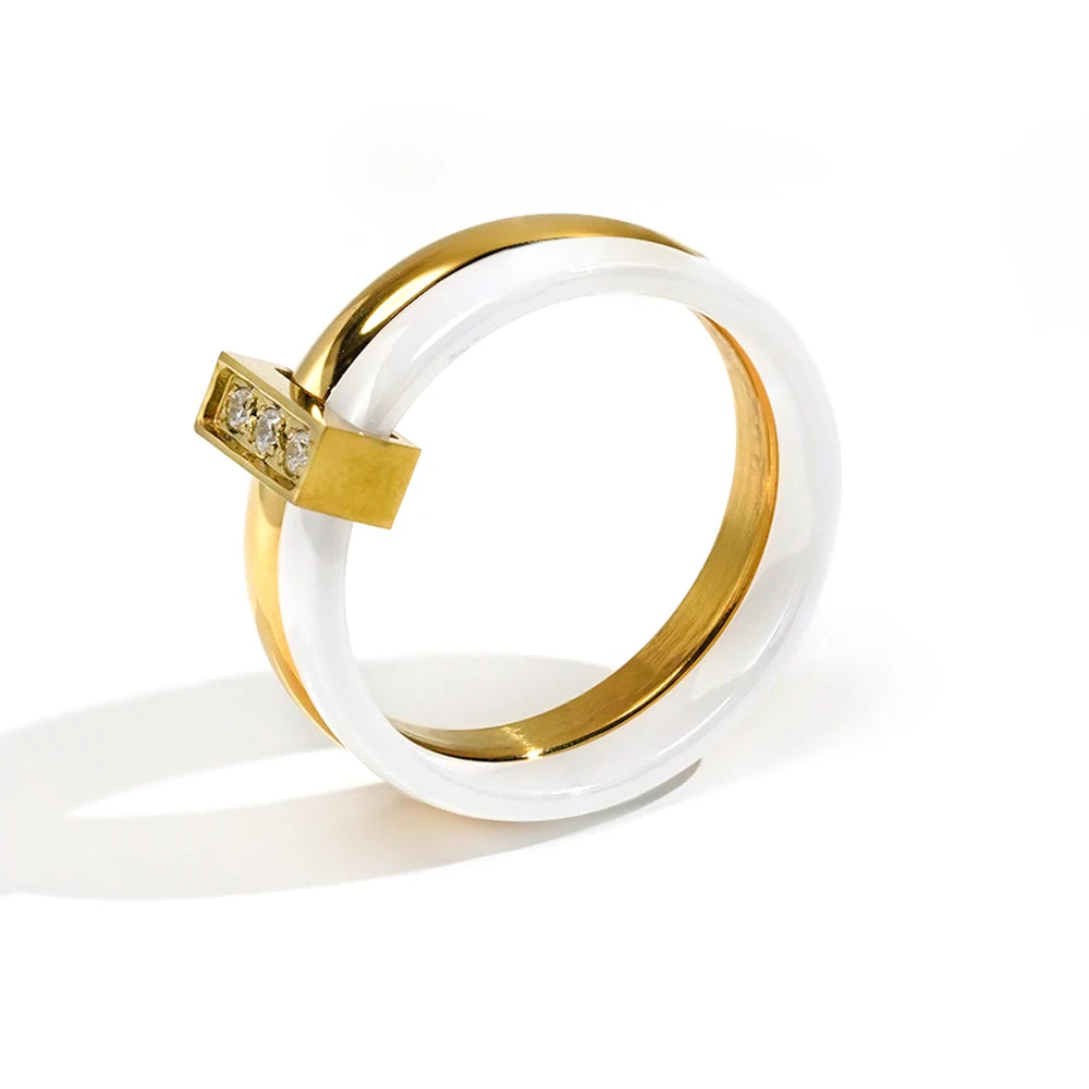 Ceramic Metal Spacer Bracelet & Ring