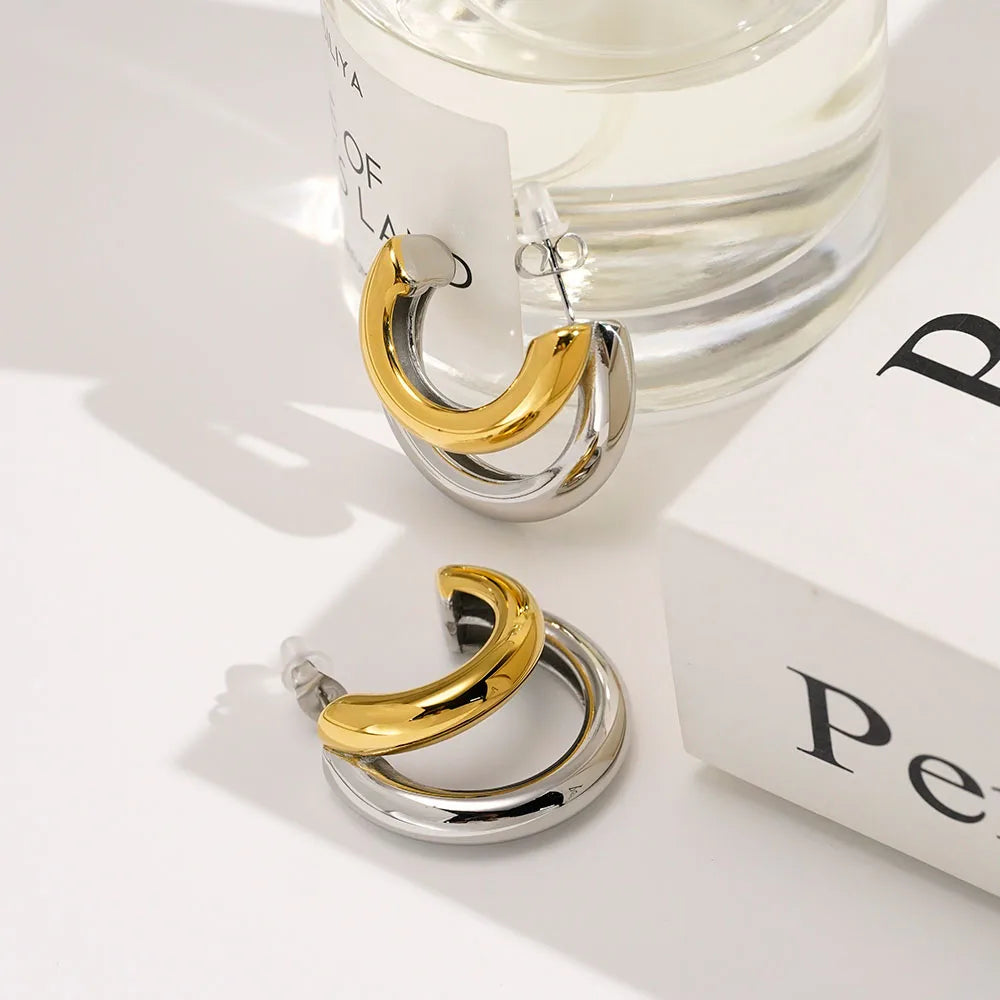 C Shape Stud Earrings