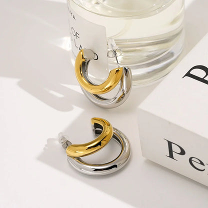 C Shape Stud Earrings