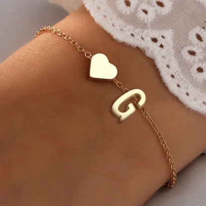 Initial Letter Heart Bracelet