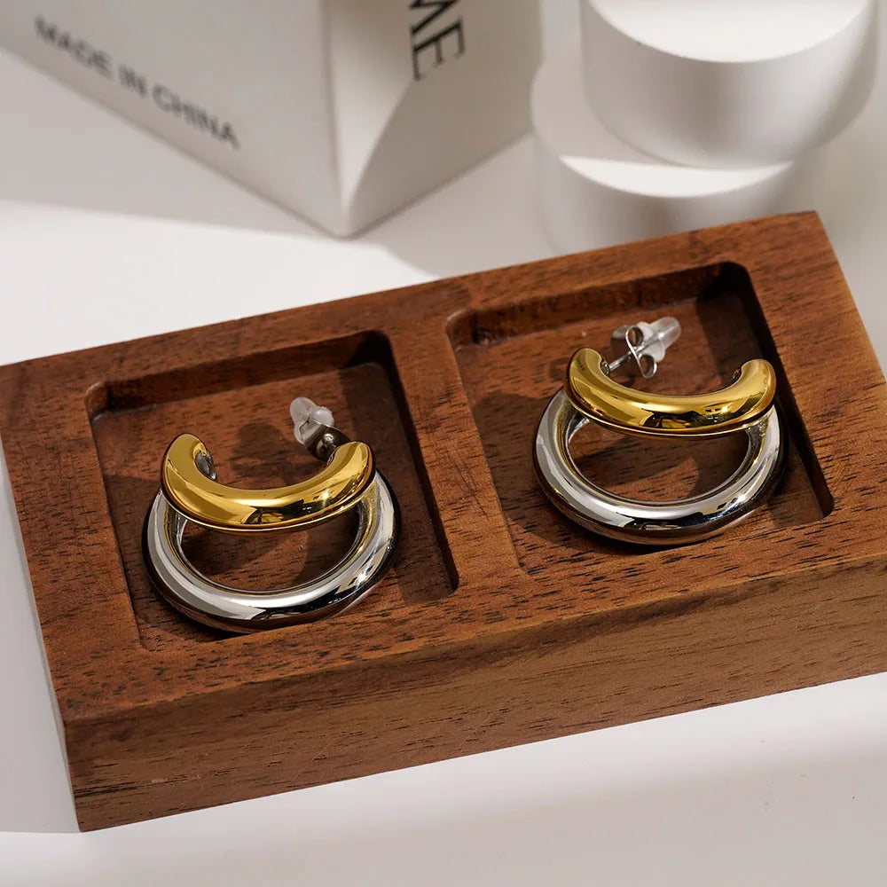 C Shape Stud Earrings