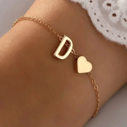Initial Letter Heart Bracelet