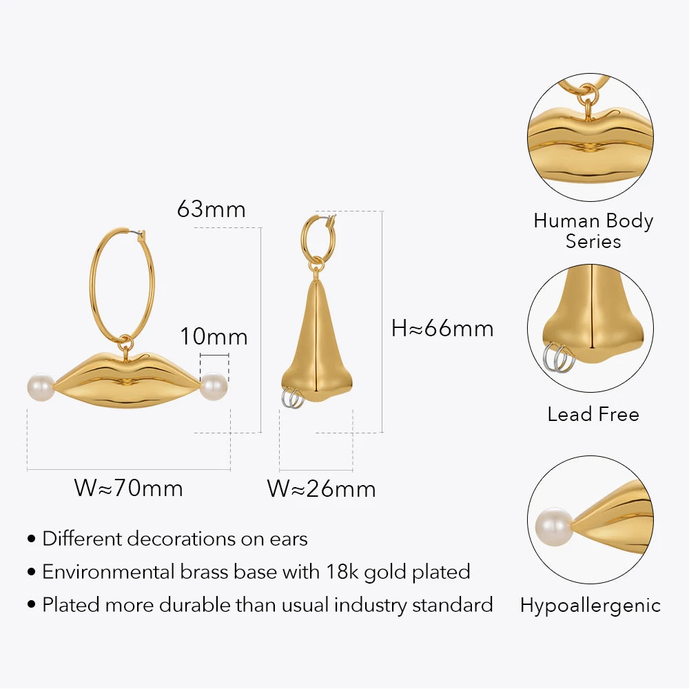 Human Nose & Lip Earrings